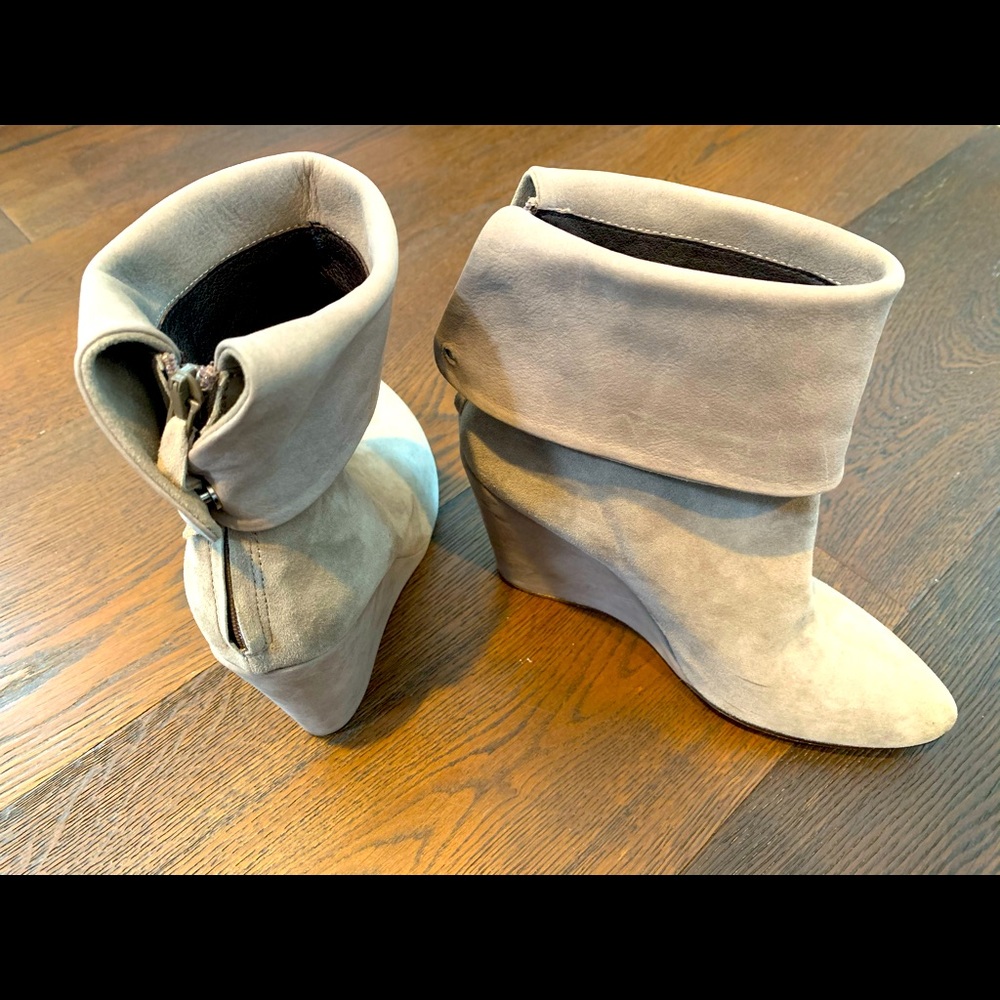 Italian suede wedge booties